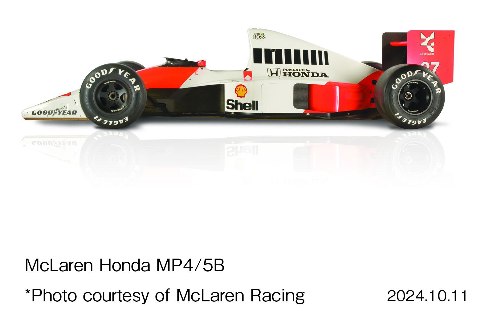 A photo of the McLaren Honda F1 car driven by Ayrton Senna.