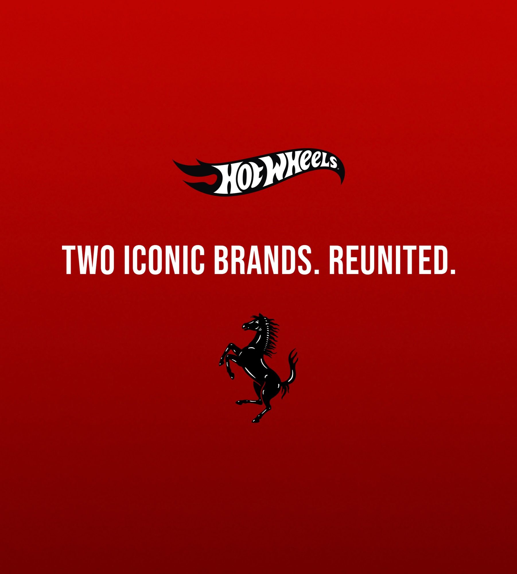 Hot Wheels and Ferrari's promotional image announcing their new collaboration.