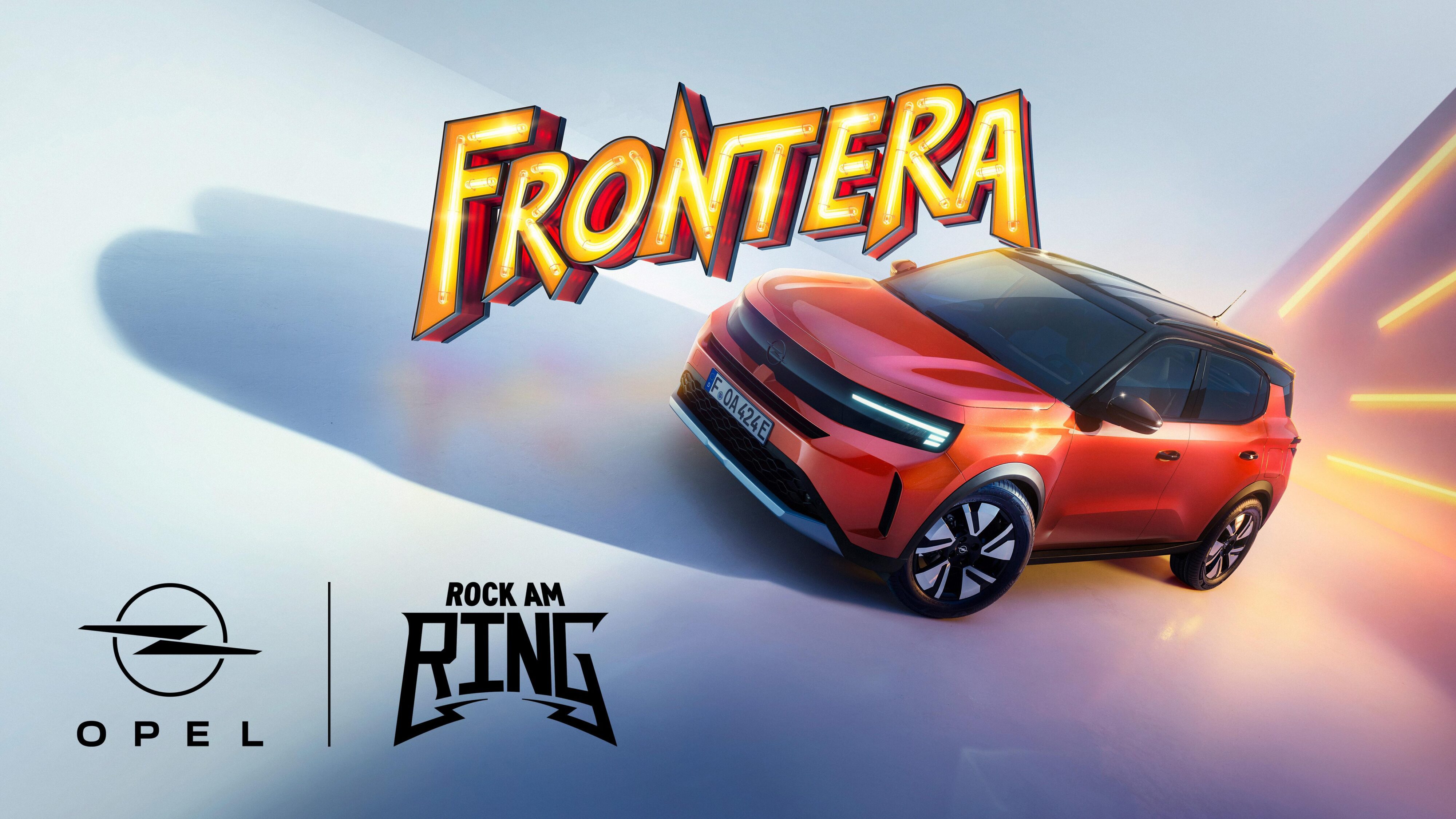 A promotional photo of the new Opel Frontera with 'Rock AM Ring' lettering on it.