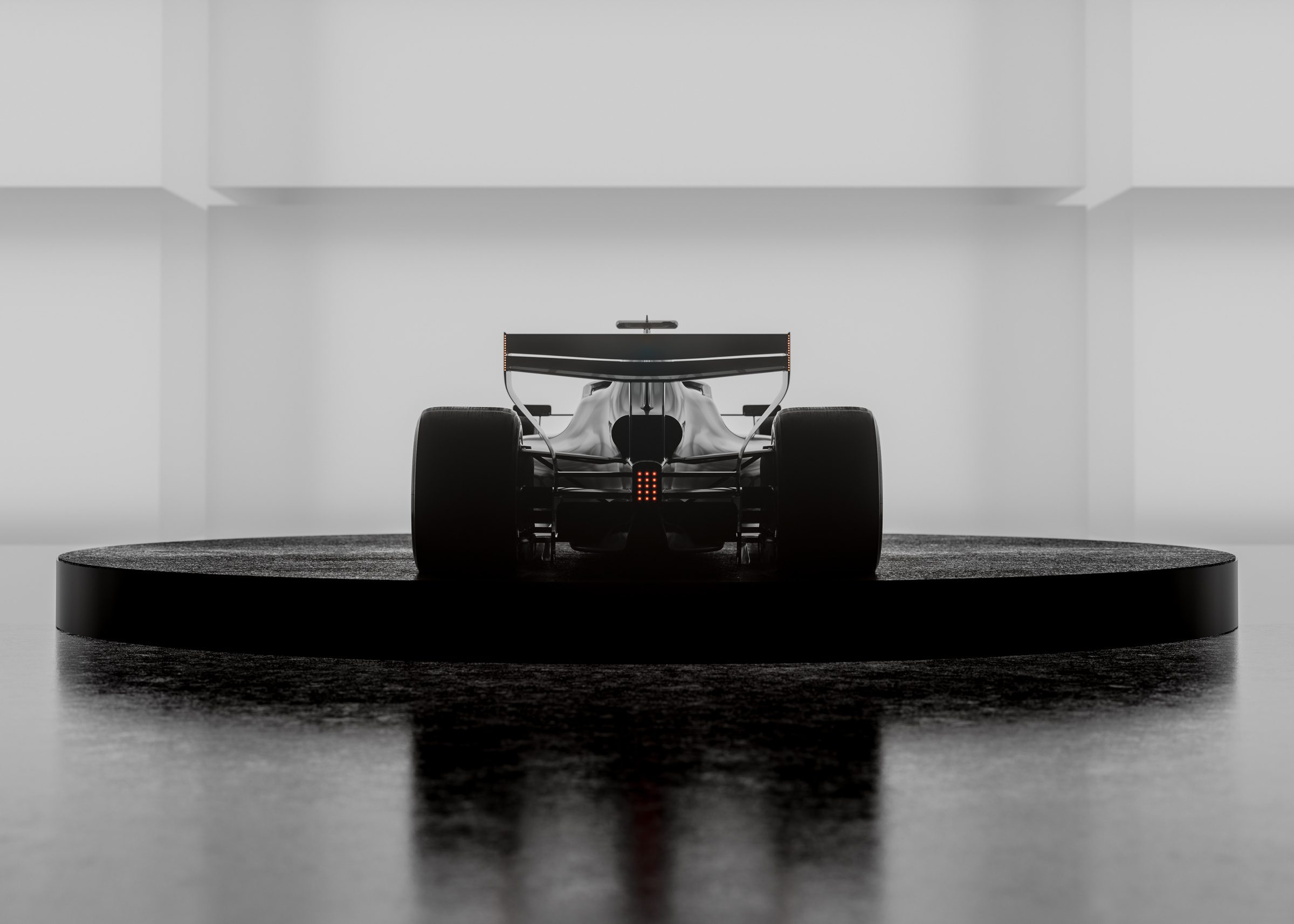 Rear view of the Audi F1 team racecar.