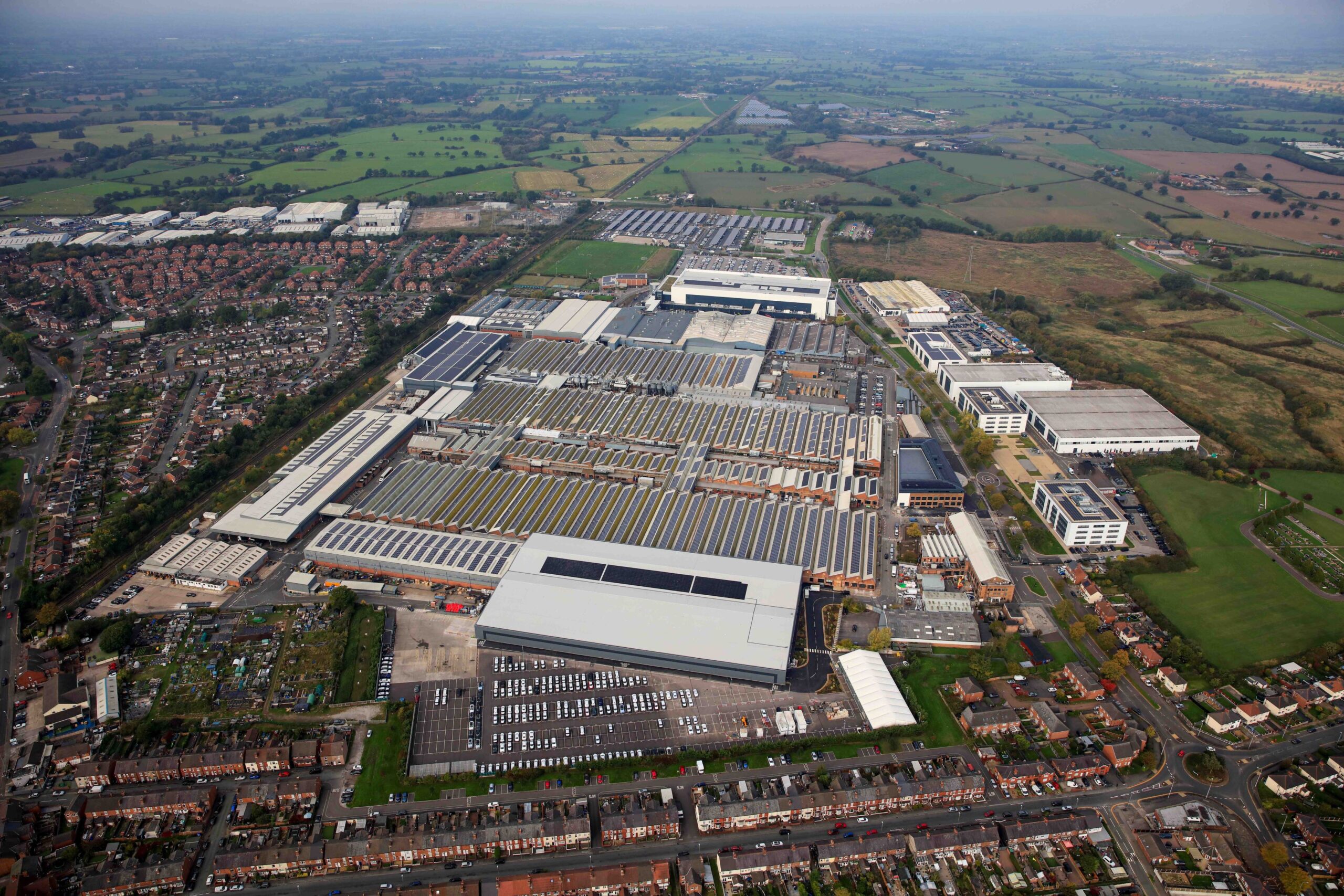 A photo of the Bentley Motors production facility in Crewe, England.