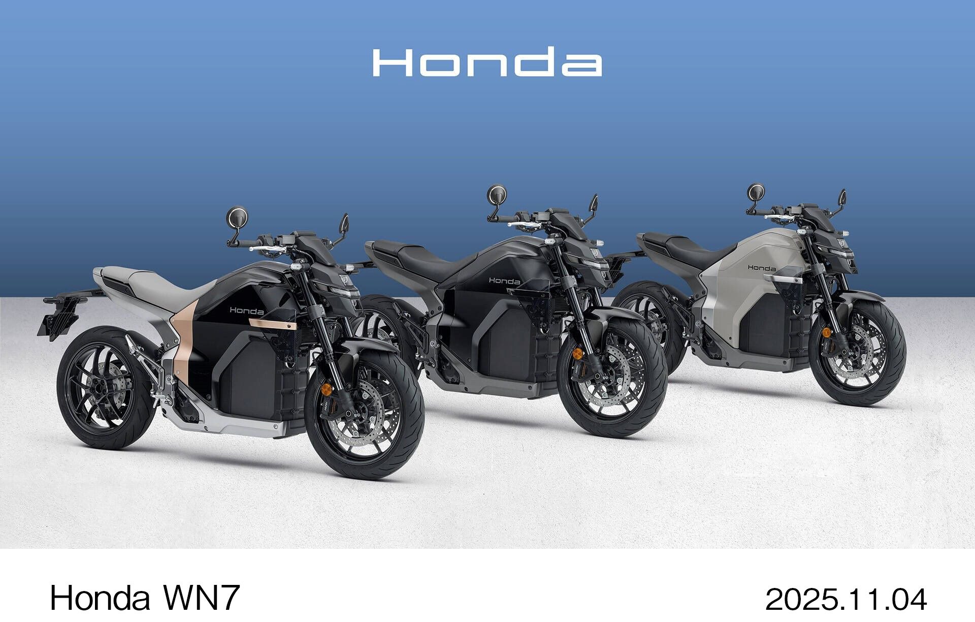 A photo of the new Honda WN7 range of fully electric motorcycles.