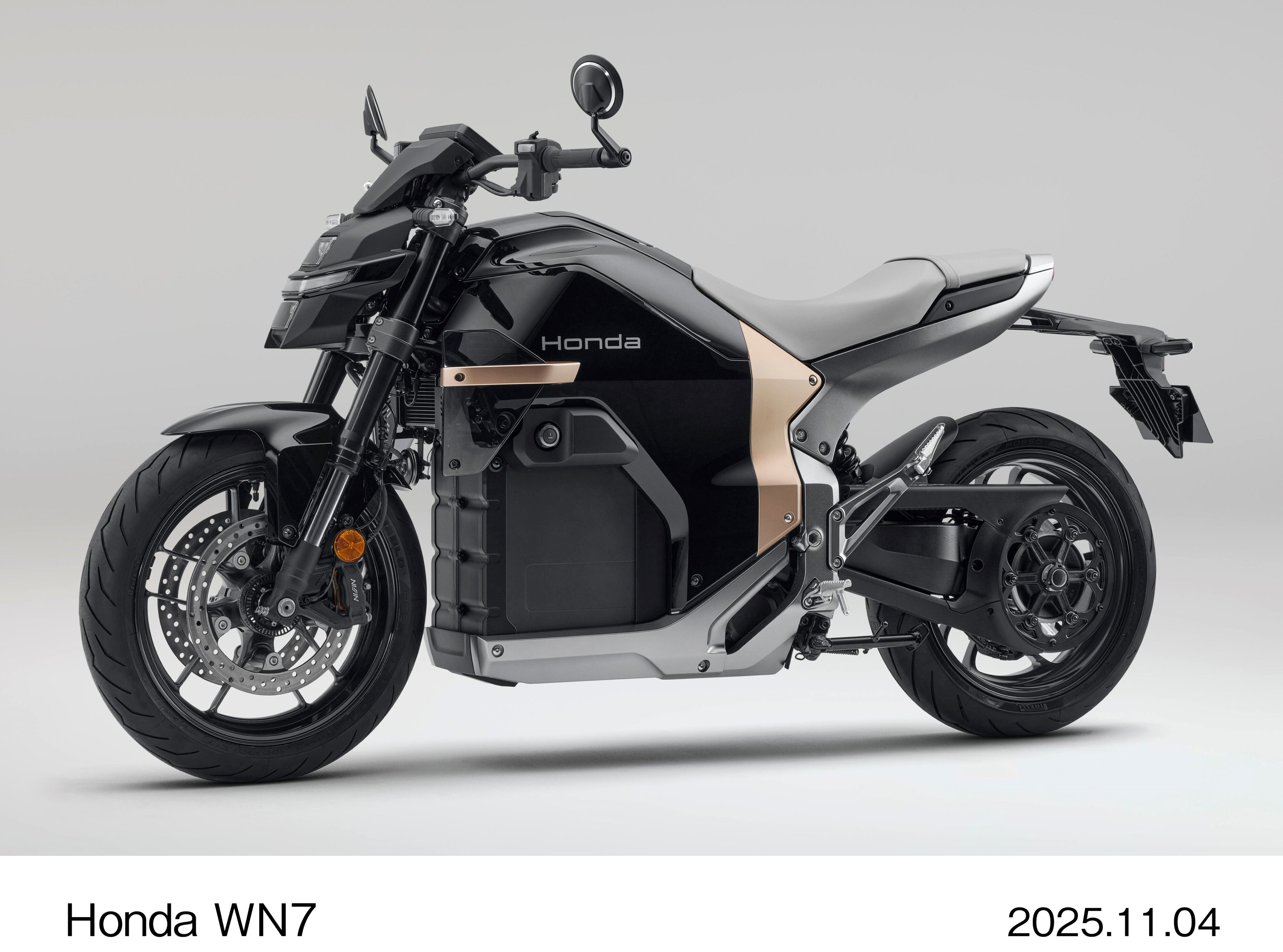 A photo of the Honda WN7, fully electric motorcycle.