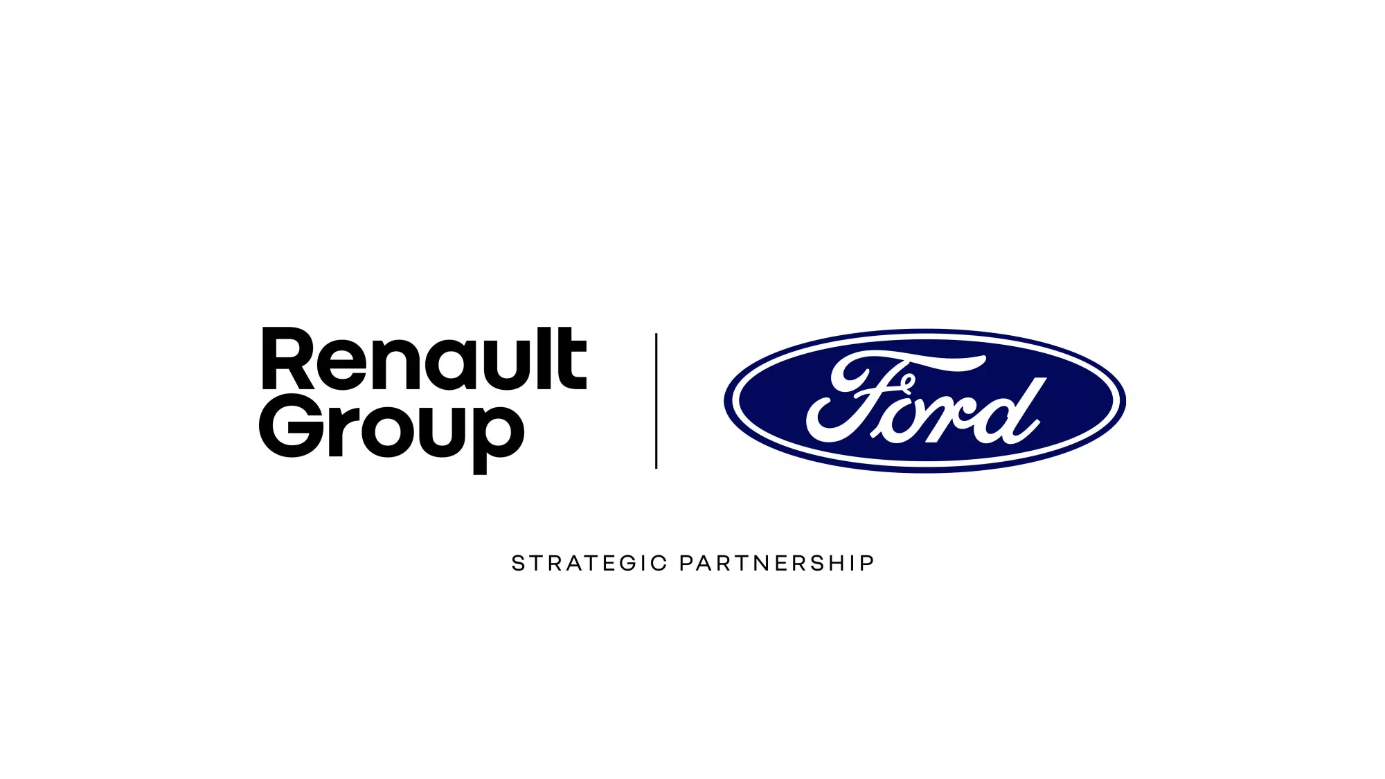 A promotional photo of the Ford and Renault Group logos on a white background.